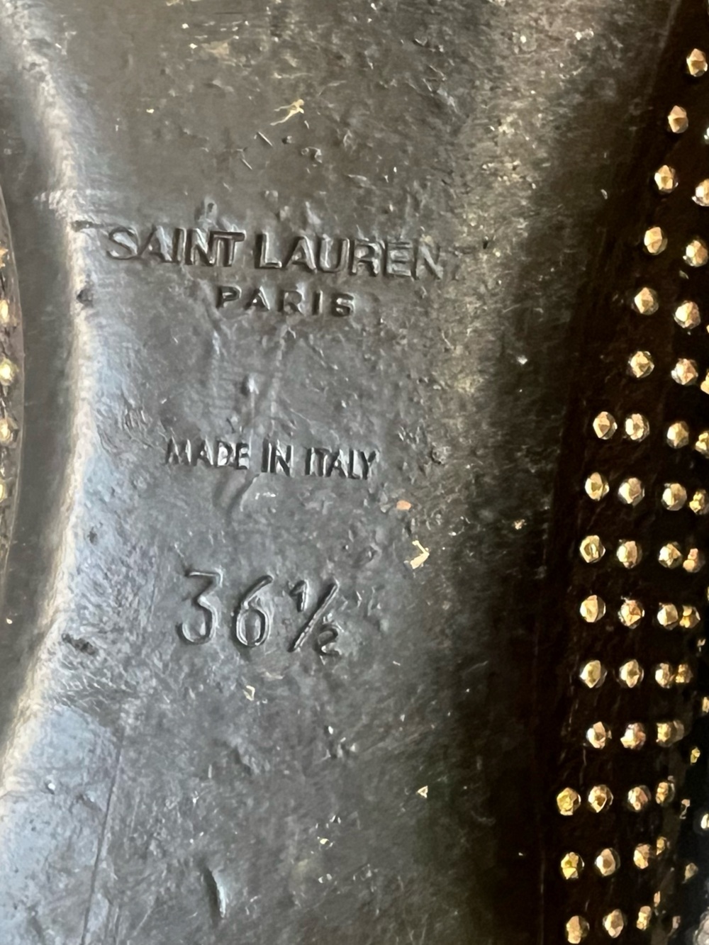 Saint Laurent dance black studded leather ballet flats - Picture 2 of 2